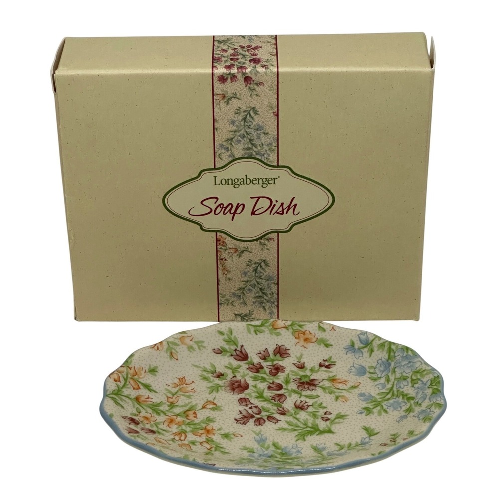 Longaberger Soap Dish Fine China Mother's Day Floral Pattern Scalloped Edge